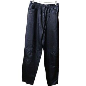 Erez Vintage Black Leather High Waist  Pants 8 Biker Sexy Gothic